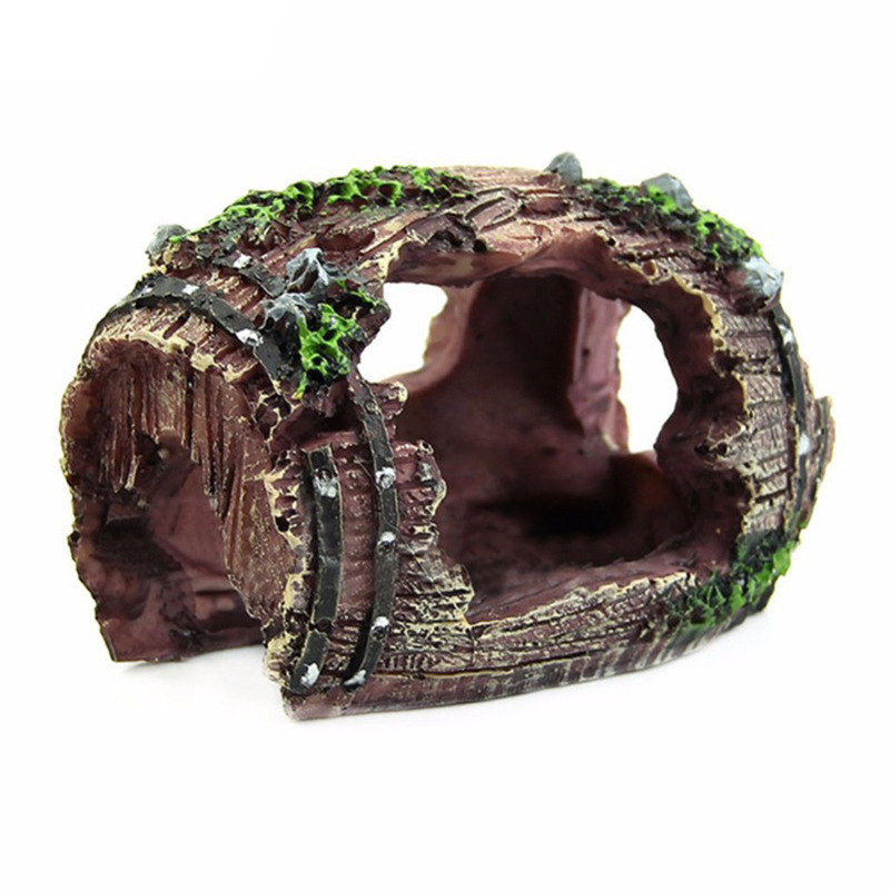 Marine Aquarium Hobby - Aquarium Artificial Barrel Cave Resin Ornaments